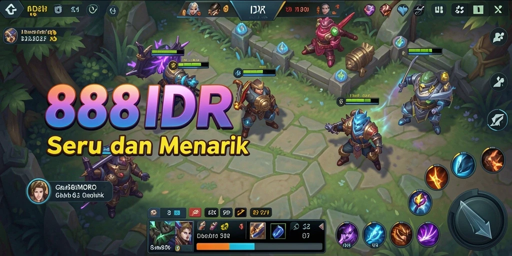 Tampilan gameplay seru dalam pertarungan MOBA yang dinamis.