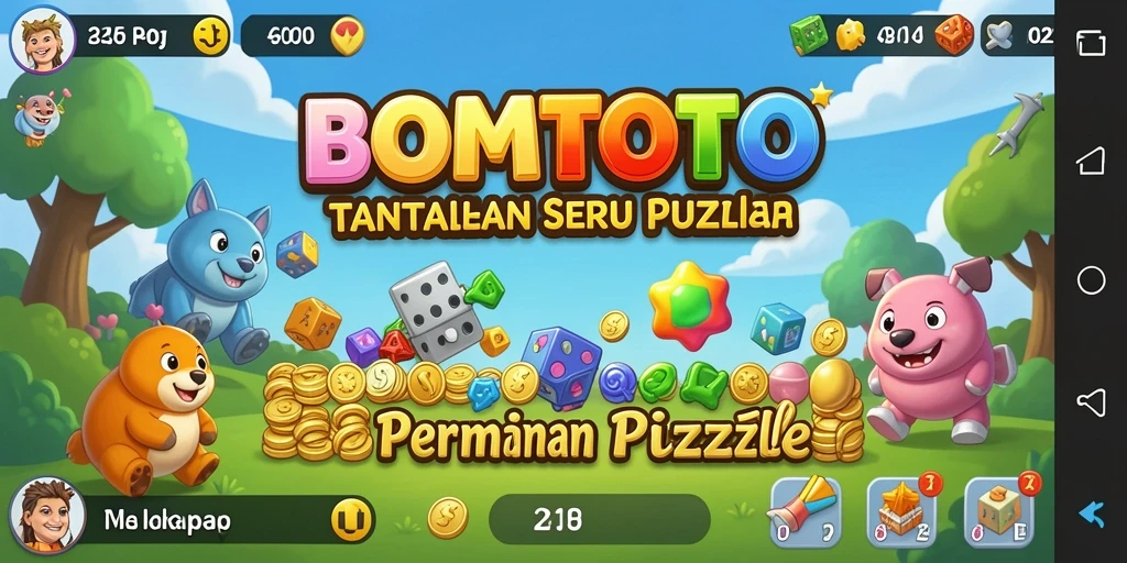 Screenshot menunjukkan gameplay seru dari BOMTOTO dengan berbagai teka-teki menantang.