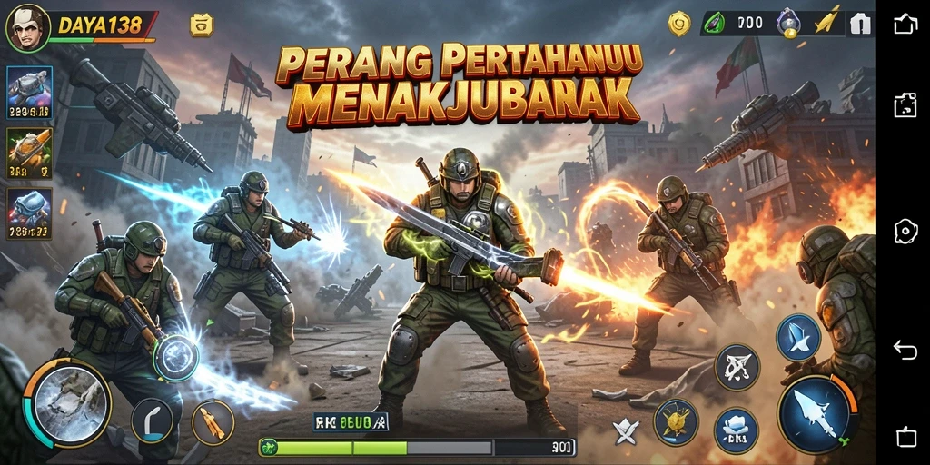 Screenshot dari gameplay intens DAYA138 Tower Defense.
