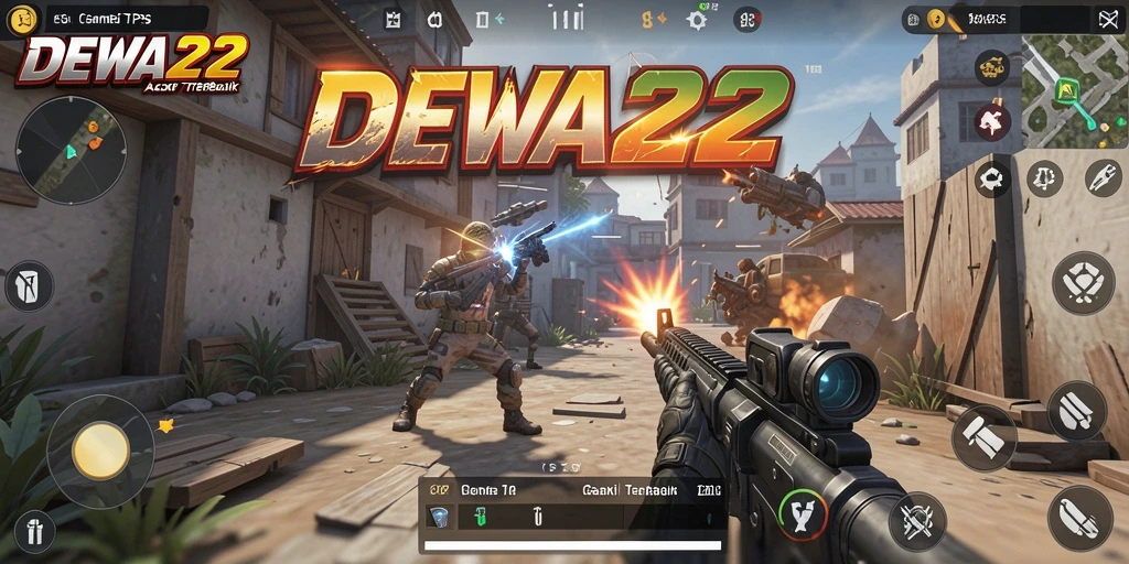 Screenshot gameplay DEWA22 yang penuh aksi menampilkan pertempuran intens.
