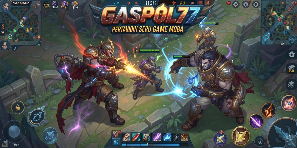Tampilan gameplay GASPOL77 yang menampilkan aksi seru dalam pertarungan MOBA.