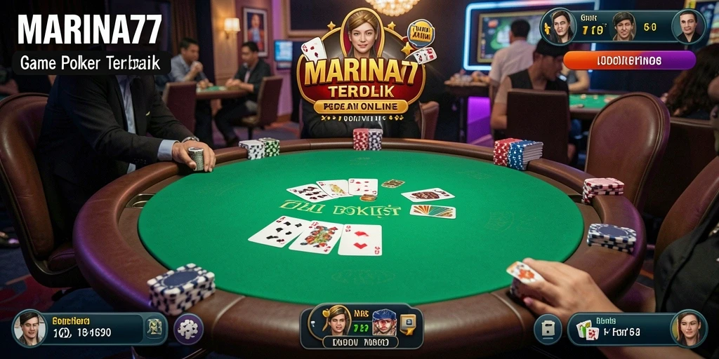 Tampilan gameplay intens dalam permainan Poker MARINA77.