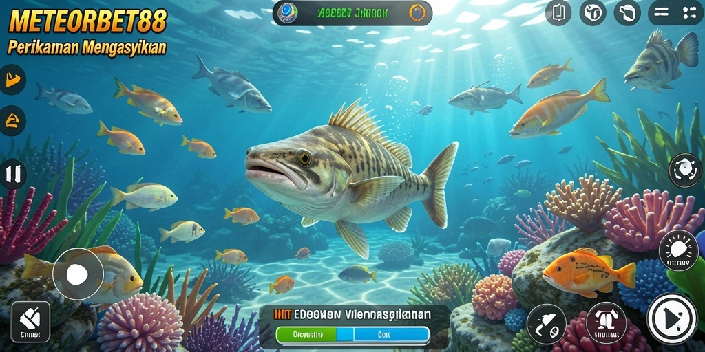 Tampilan gameplay <strong>METEORBET88</strong> yang memukau dalam petualangan memancing.