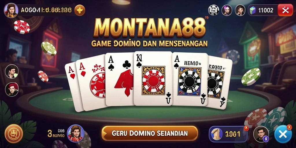 Screenshot gameplay MONTANA88 menunjukkan suasana seru Domino.