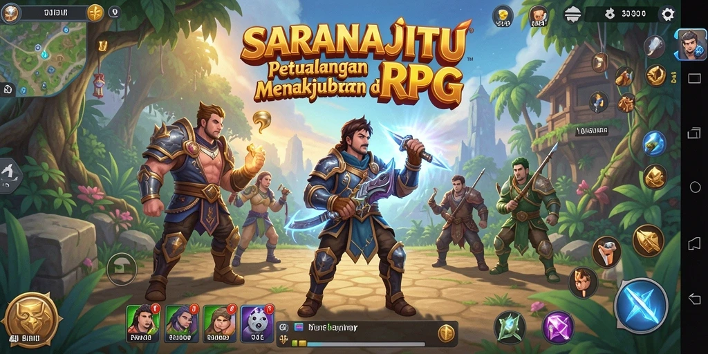 Tampilan gameplay menakjubkan dari SARANAJITU yang menampilkan pertarungan RPG.
